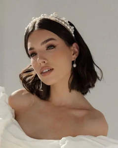 Bridal Headbands Hair Accessories: Charlotte Pearl Headband - Gold