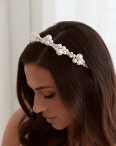 Bridal Headbands Hair Accessories: Charlotte Pearl Headband - Silver