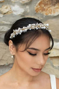 Bridal Headbands Hair Accessories: Gold Pearl Headband