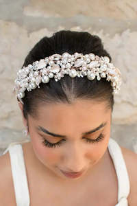 Bridal Headbands Hair Accessories: WH7362 Rose Gold Heather band