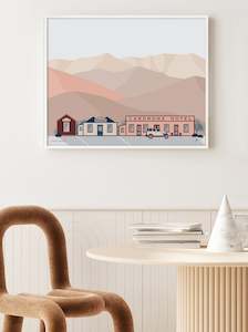 New Zealand Art Prints 1: Cardrona Hotel, New Zealand Art Print. A Modern Mountain and Heritage Building Art