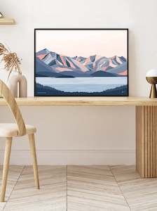 New Zealand Art Prints 1: Lake Wanaka Mountains New Zealand Art Print. Modern Landscape Wall Art Poster
