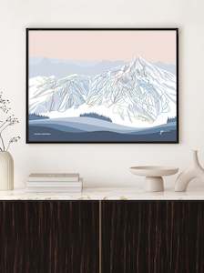 Usa Art Prints: BIG SKY, MONTANA. Modern Mountain Trail Map Wall Art