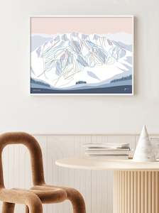 MAMMOTH MOUNTAIN, California. Snow Resort Ski Trail Map Wall Art Print