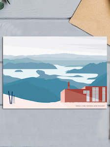 New Zealand Greeting Cards: Treble Cone Ski Resort View Lake Wanaka, New Zealand Modern Design Greeting Card