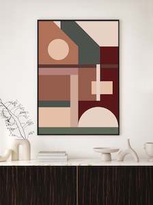 Abstract Art: Mid Century Modern Abstract Architecture Circle Window Art Print