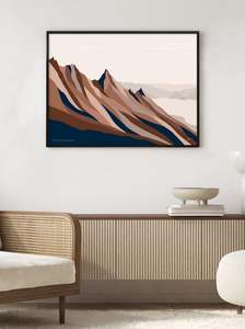 Wanaka Art Prints: ISTHMUS PEAK ART PRINT, Lake Wanaka and Lake Hawea, New Zealand. Modern Mountain Art