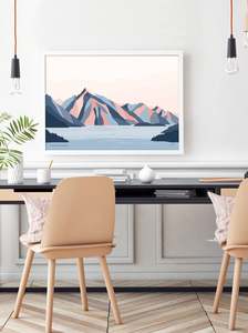 Queenstown Art Prints: Queenstown Mountains, Lake Wakatipu, Walter Peak. New Zealand. Modern Landscape Travel Art Print