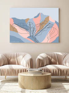 Queenstown Art Prints: REMARKABLES Ski Resort Trail Map, Queenstown, New Zealand. Modern Art Print