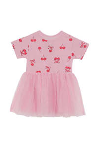Dress: Cherry Bliss Tutu Tee Dress CLEARANCE