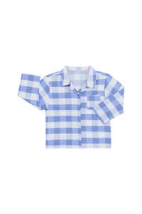 Blue Flannelette Long Sleeve PJ Top CLEARANCE