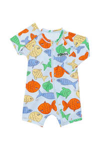Swimwear: Rainbow Fish Swim Long Sleeve Zippy