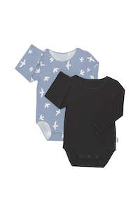 Wonderbodies: Skybird 2 Pack Long Sleeve Wonderbodies Bodysuit Black & Grey