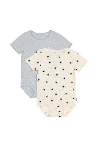 2 Pack Short Sleeve Wonderbodies Bodysuit Star Shine CLEARANCE