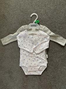 2 Pack Long Sleeve Wonderbodies Bodysuit Blue Star Grey CLEARANCE