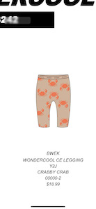 Crabby Crab Wondercool Leggings CLEARANCE