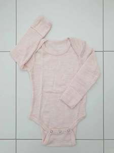 Fina Merino 100% Extra Fine Merino Long Sleeve Bodysuit Pink