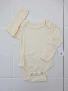 Fina Merino 100% Extra Fine Merino Long Sleeve Bodysuit Vanilla