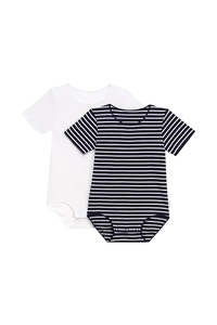 2 Pack Short Sleeve Wonderbodies Bodysuit Black Sea CLEARANCE