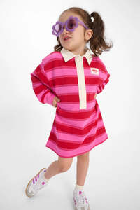 Red Berry Rugby Stripe Dress