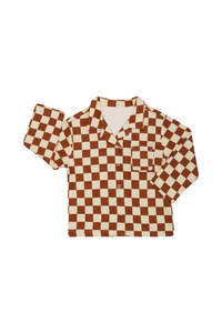Pjs: Cheeky Checks Long Sleeve PJ Top