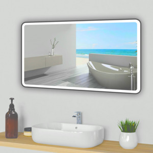 Rectangular LED Mirror Light – 1200x700mm Grey Frame Anti-Fog