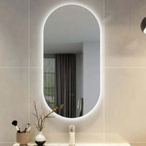 Silver Frameless LED Bathroom Mirror – 3 Light Colors & Adjustable Brightness