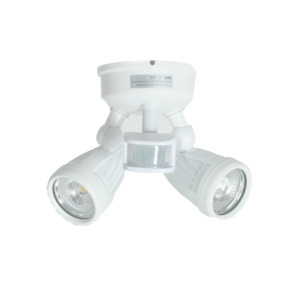 Spots Lighting: SENSOR White LED Aluminium Outdoor Security Flood Twin Spotlight