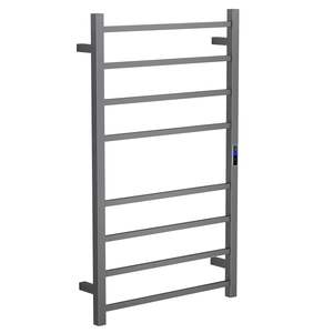 Gun Metal Electric Heated Towel Rail 8 Bar 600mm Timer & Temp Control