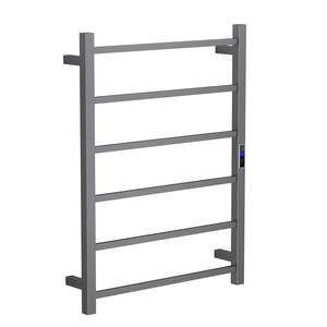 Gun Metal Electric Heated Towel Rail 6 Bar 600mm Timer & Temp Control