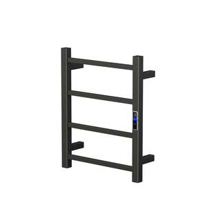 Black Electric Heated Towel Rail 4 Bar 400mm Timer & Temp Control