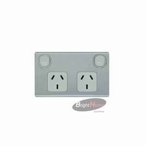 Electrical Accessories: Double Horizontal Aluminium Power Socket