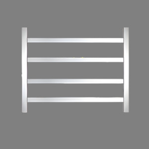 HTR Heated towel rail, Stainless Steel Polished, 4 Square bars 600Wx500Hx120D 45W