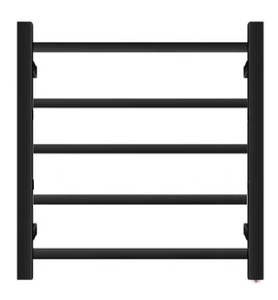 HTR Heated towel rail, Black, 5 Square bars 400Wx600Hx120D 50W