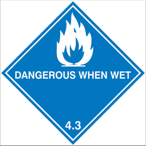 Safety Signs: Dangerous Goods Label Class 4.3 Dangerous When Wet