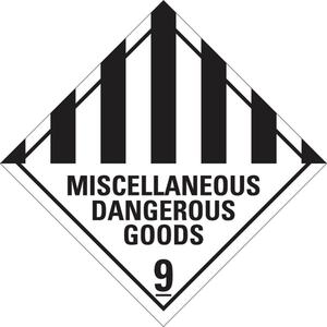 Safety Signs: Dangerous Goods Label Class 9 Miscellaneous Dangerous Goods