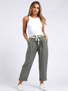 Apparel: Marcella Linen Trousers Khaki