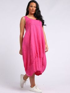 Apparel: Gabriella Linen dress Fuchsia