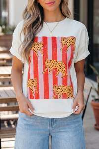 Apparel: Circus Cheetah Cotton T Shirt White Medium