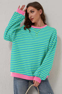 Apparel: Minty Striped Sweatshirt Medium