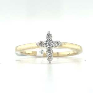 Jewellery: Broadway Jewellers 10ct Yellow Gold Diamond Cross Ring