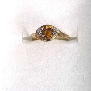 Rings: 9ct. Gold Citrine/Diamond Ring