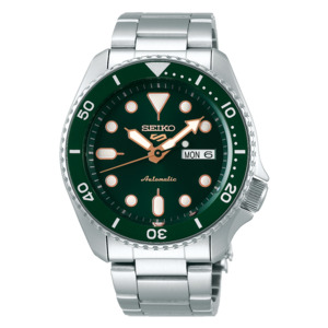 Seiko Sports: Seiko 5 Sports Green Dial Stainless Steel 100M Automatic Watch SRPD63K1