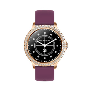 Black Friday: Broadway GI58 Gold Mesh With Maroon Strap Ladies Smartwatch Luxury