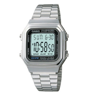Casio: Casio Vintage Silver Digital Watch A178WA-1A