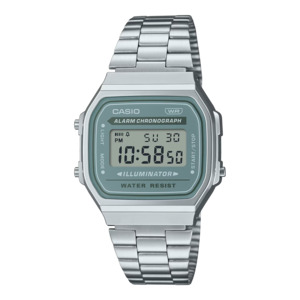 Casio: Casio Digital Vintage Urban Green Face Watch A168WA-3A