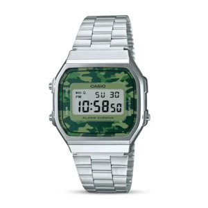 Casio: CASIO Digital Vintage Watch A168WEC-3DF Camo Silver