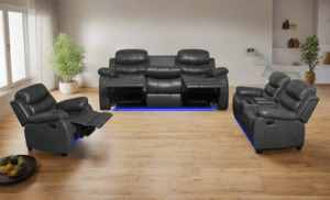Sofas Lounge Suites: Gavin Manual Recliner 3+2+1 Seater Sofa with Console