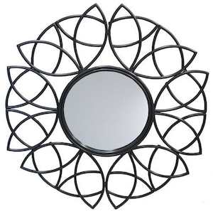 Charcoal Metal Floral Mirror