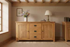 Buffet Table Sideboard: Oak 2 Door & 3 Drawer Buffet Table - 1800mm